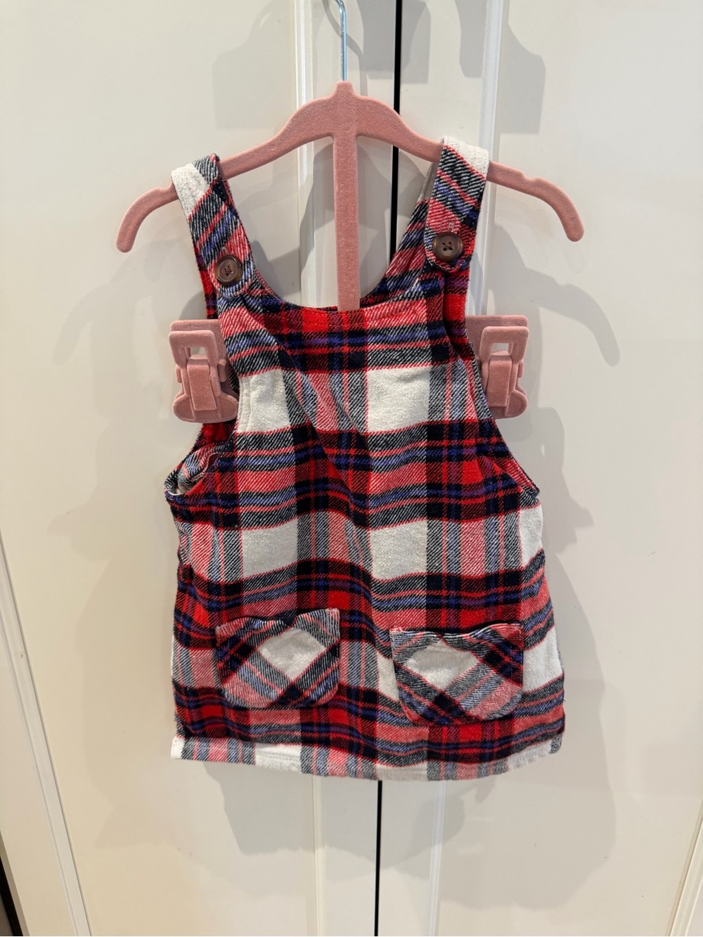 Joe fresh 18-24m Red & White Plaid overall Dress